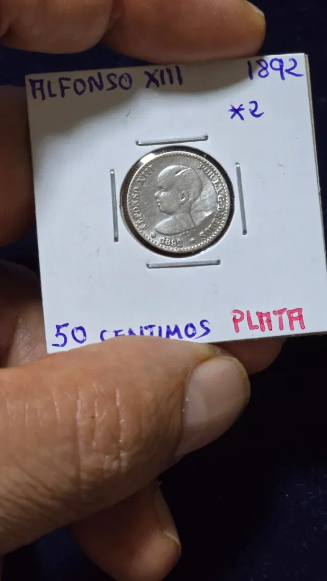 Alfonso XIII 50 Centesimi Argento 1892 *2