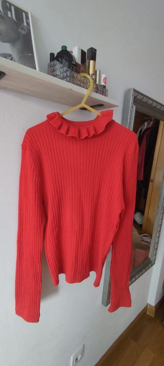 Jersey rojo cuello volante talla S