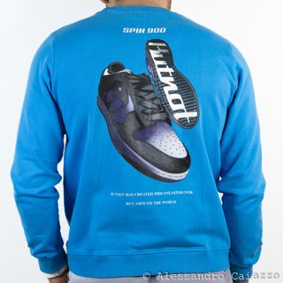 Felpa Butnot Azzurra Stampa Sneakers 14 anni