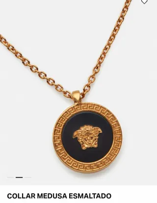 Collar Versace Medusa Negro y Dorado