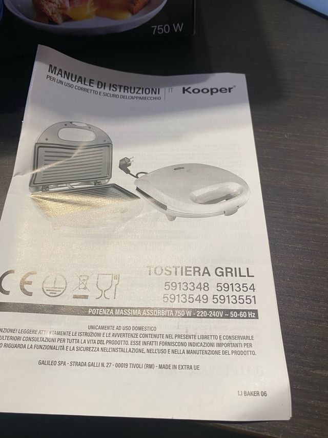 Tostiera Grill Kooper Tasty - Nuova