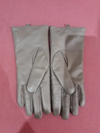 Guantes mujer grises piel