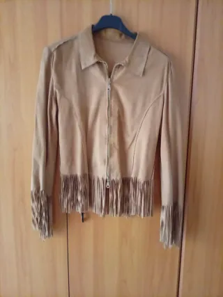 Giacca camicia vera pelle camoscio vintage