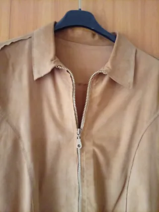 Giacca camicia vera pelle camoscio vintage