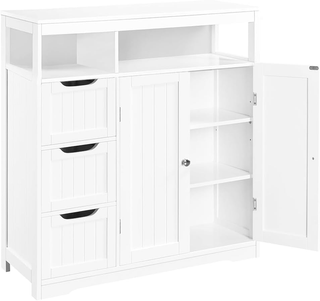 Mobile da Bagno in Legno Bianco con 3 Cassetti, 2