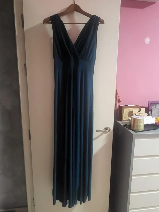 Abito lungo blu petrolio