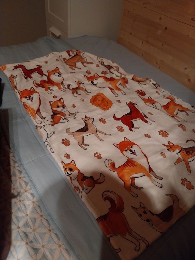 Manta Fleece Shiba Inu Beige y Naranja