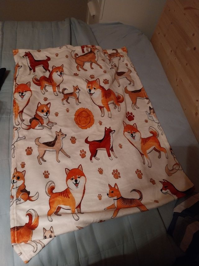 Manta Fleece Shiba Inu Beige y Naranja