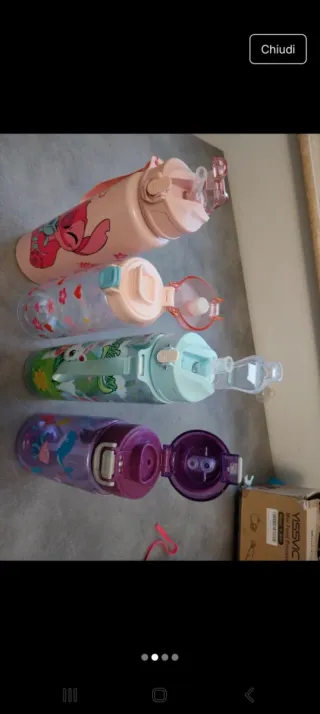 Set 4 Borracce Stitch, Unicorno, Pesciolini