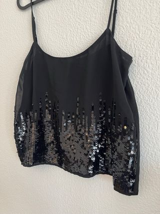Top fiesta lentejuelas negro