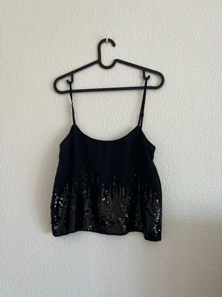 Top fiesta lentejuelas negro