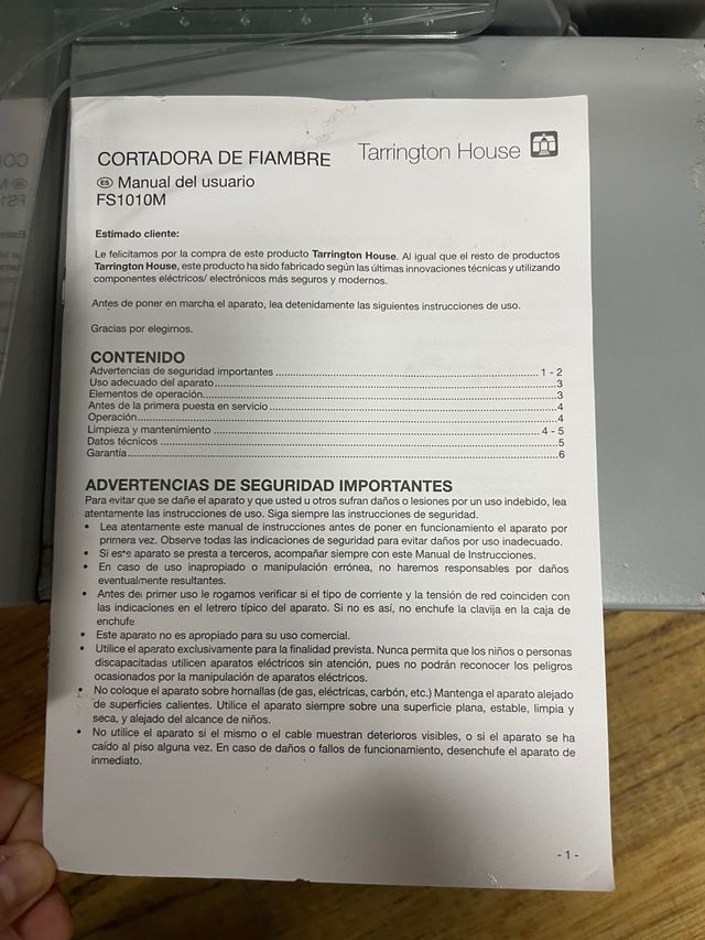 Cortadora de fiambre Tarrington House