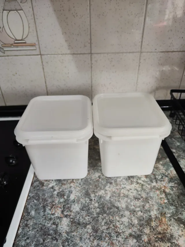 2 Tupper Cuadrados Plástico Blanco
