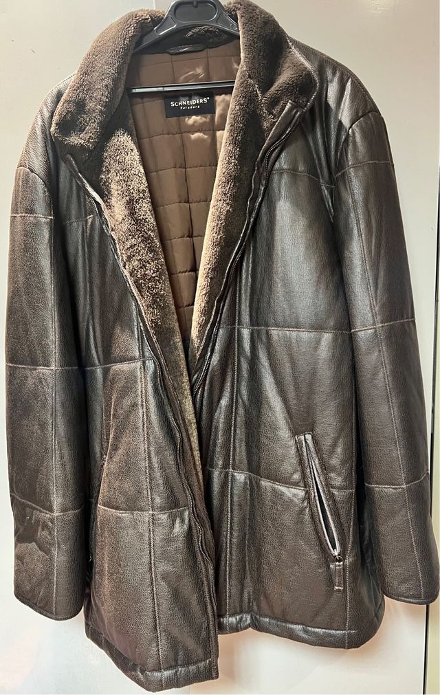 Chaqueta Cuero Hombre Forro Piel Marrón