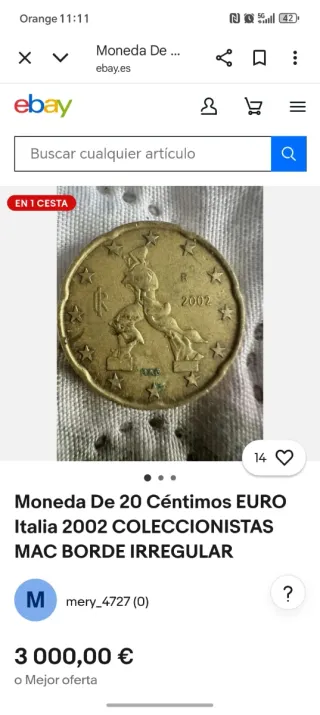 Moneda 20 céntimos coleccionista 2002