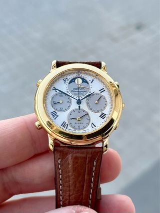 Reloj Seiko Moon phase JDM Vintage Gold NOS *1990*
