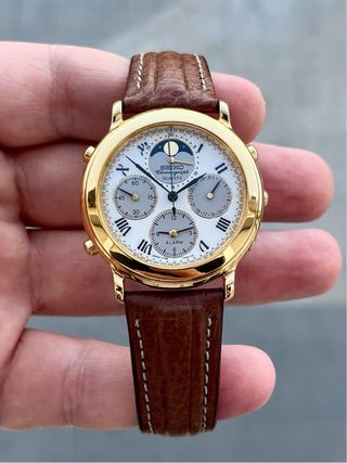 Reloj Seiko Moon phase JDM Vintage Gold NOS *1990*