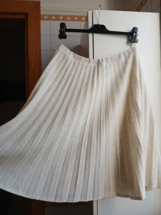 Gonna beige bianco plissettata taglia unica