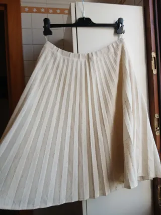 Gonna beige bianco plissettata taglia unica