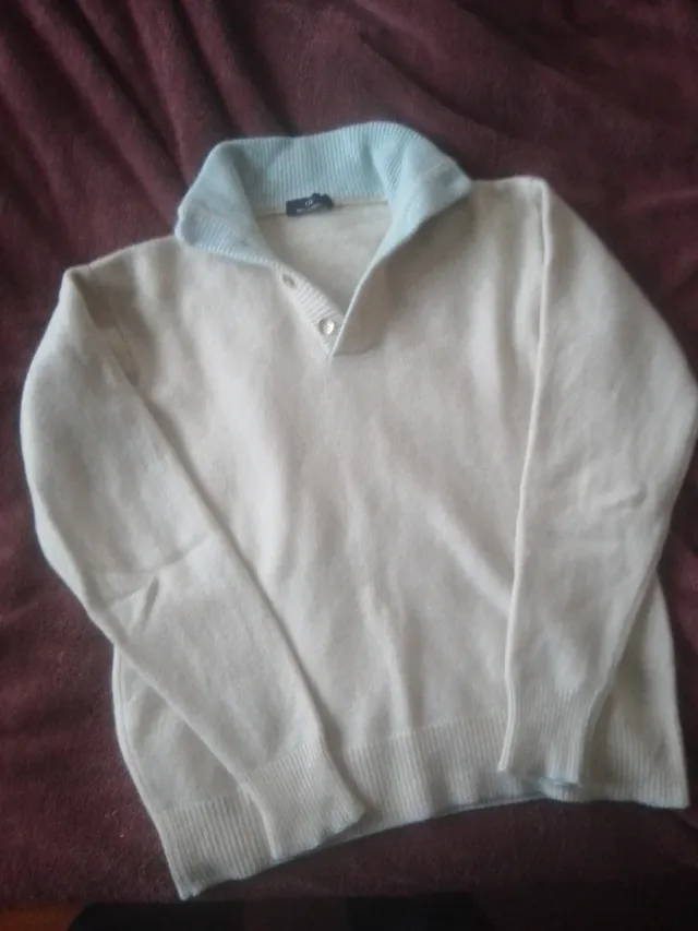 Maglione donna cashmere beige/blu