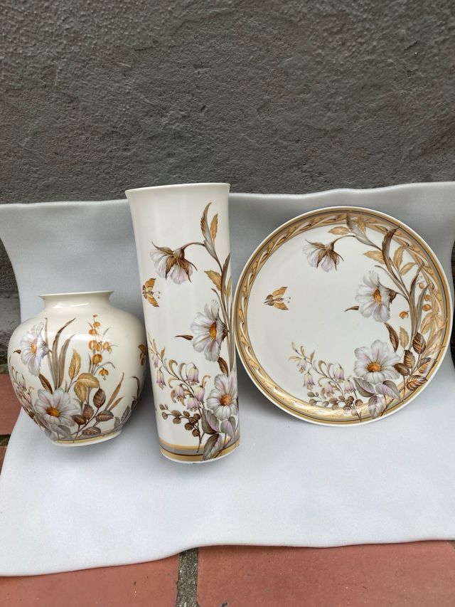 Juego Cerámica Kaiser: Jarrónes y Plato