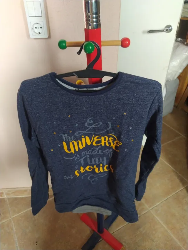 Sudadera niña azul y gris