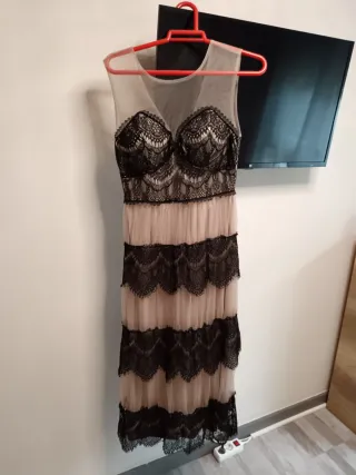 Vestido fiesta rosa y negro