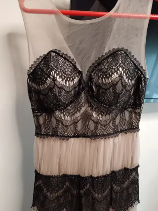 Vestido fiesta rosa y negro