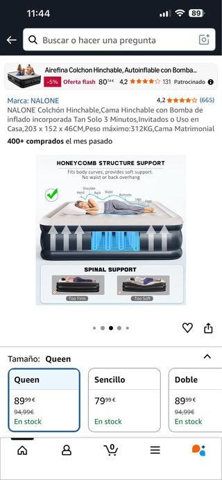 Colchón Hinchable NALONE Queen Autoinflable