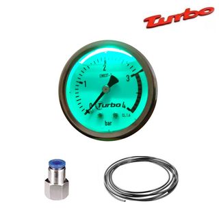 KIT MANOMETRO LED VERDE RELOJ TURBO 52mm 4 bar