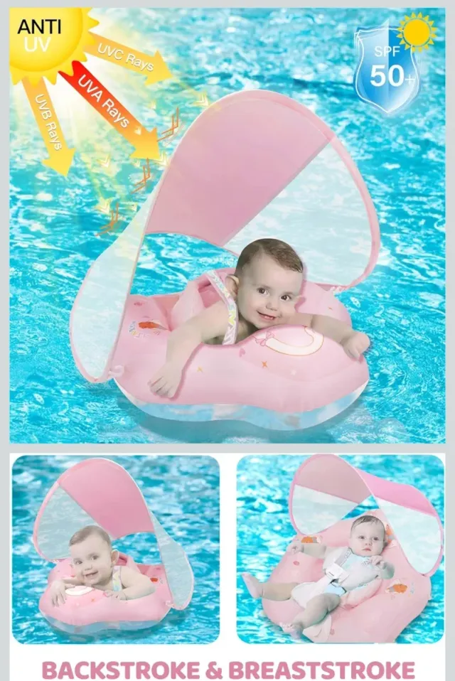 Flotador Bebé con Sombrilla Rosa
