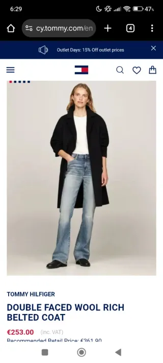 Abrigo Tommy Hilfiger Negro