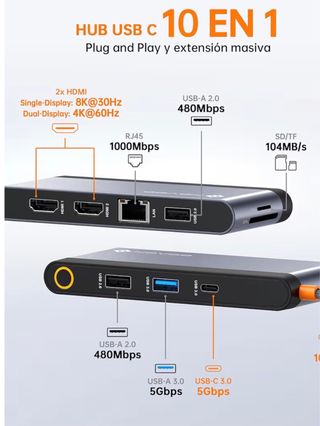 Hub USB-C NOVOO 8K HDMI 4K Ethernet SD