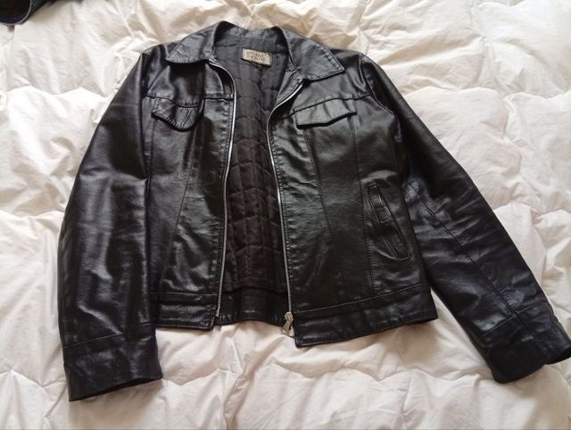 Giubbotto vera pelle nera donna M