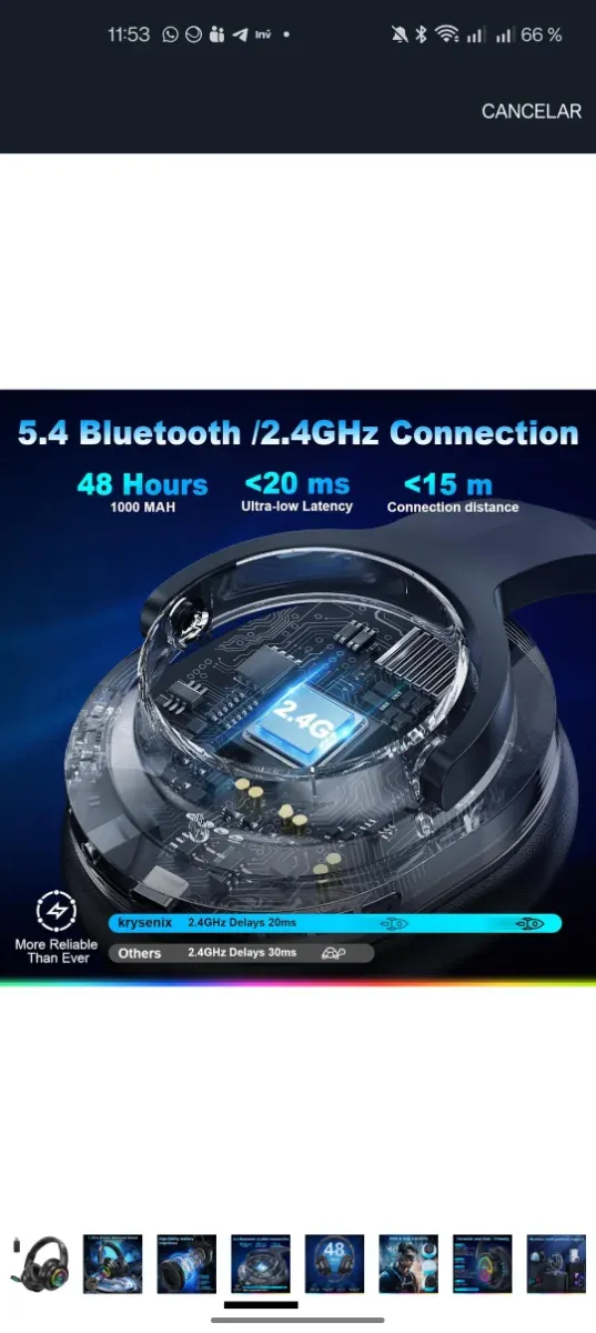 Cascos Gaming Inalámbricos Krysenix