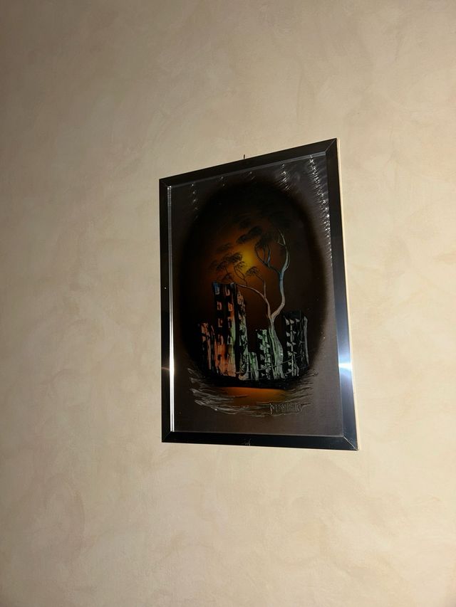 2 Quadri Vintage Vetro Legno