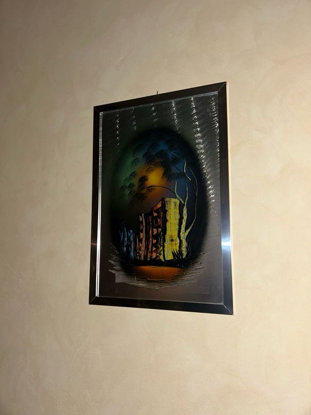 2 Quadri Vintage Vetro Legno