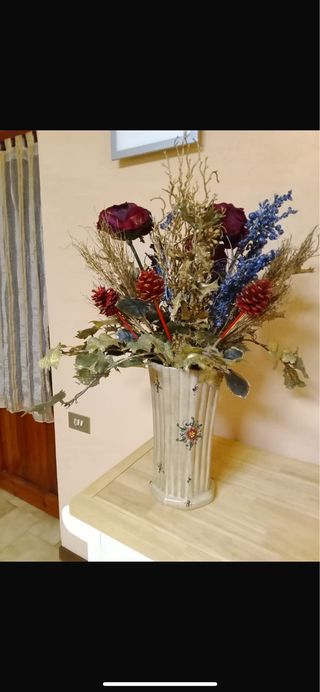 Vaso ceramica Gubbio con fiori finti