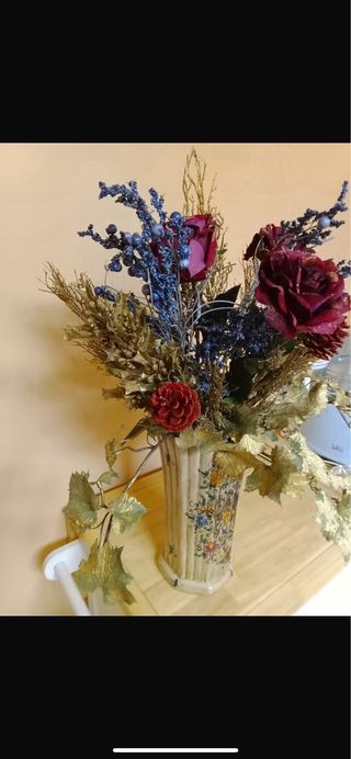 Vaso ceramica Gubbio con fiori finti