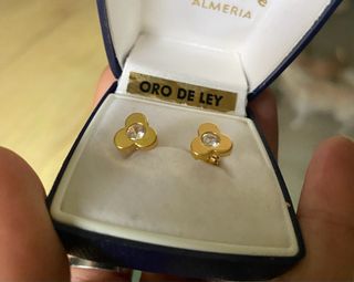 Pendientes Trébol Oro con Circonita