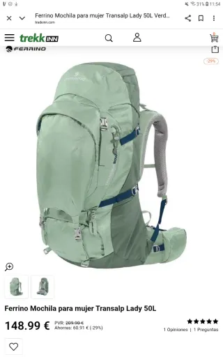 Mochila Ferrino Transalp Lady 50 Verde