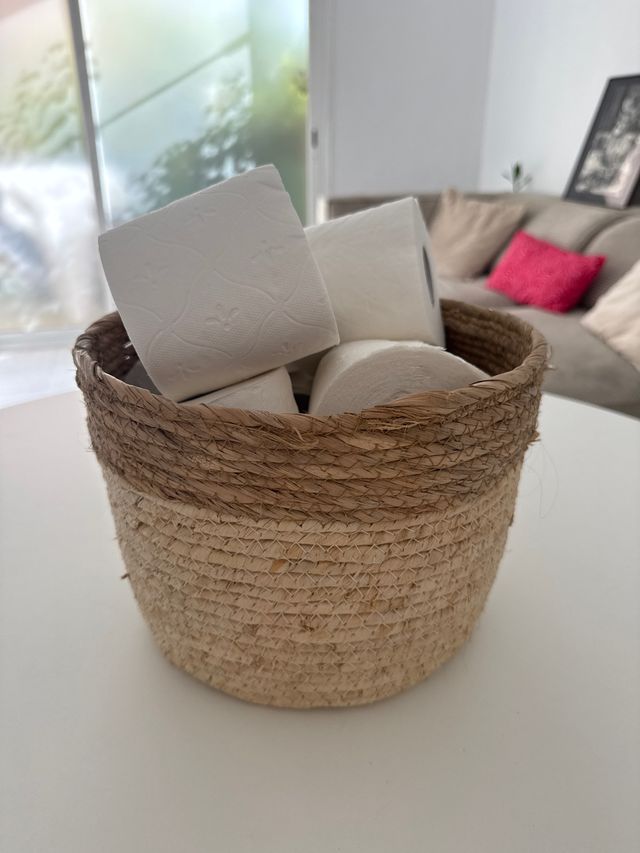 Cesta Mimbre Beige y Marrón