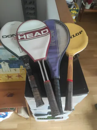 Juego 4 raquetas vintage