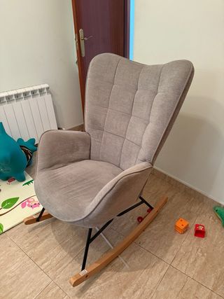 Sillón Mecedora Tela Gris