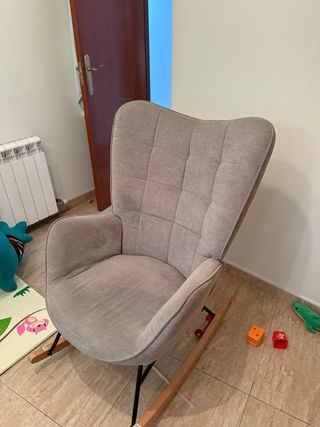 Sillón Mecedora Tela Gris
