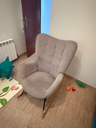 Sillón Mecedora Tela Gris