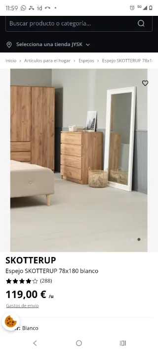 Espejo SKOTTERUP 78x180 Blanco