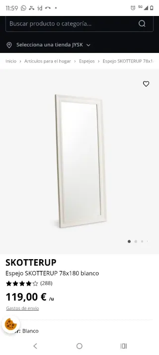 Espejo SKOTTERUP 78x180 Blanco