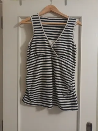 Camiseta Lactancia Rayas Blanco y Negro