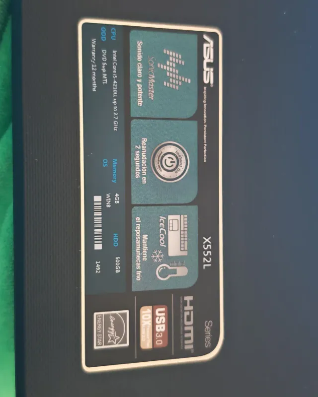 Portátil Asus X552L Negro